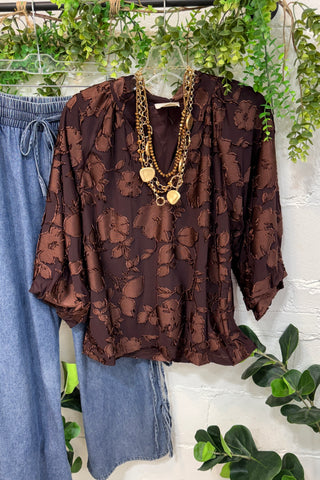 Fetching Top Brown by Umgee Shirts & Tops Umgee