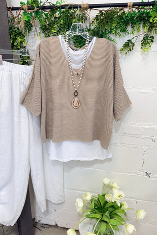Destin Top Taupe Shirts & Tops YOLLY