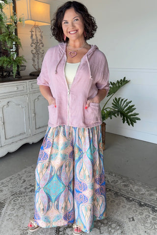 Ava Pants Blue Mix by Umgee Pants Umgee