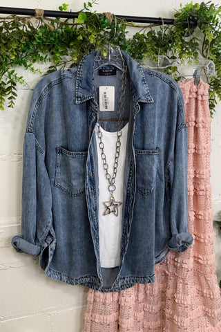 Go West Washed Chambray Shirts & Tops Blu Pepper