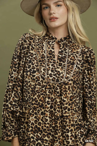 Averly Dress Olive Leopard by Umgee