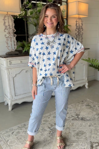 Starboard Top Navy by Peach Love Shirts & Tops Peach Love