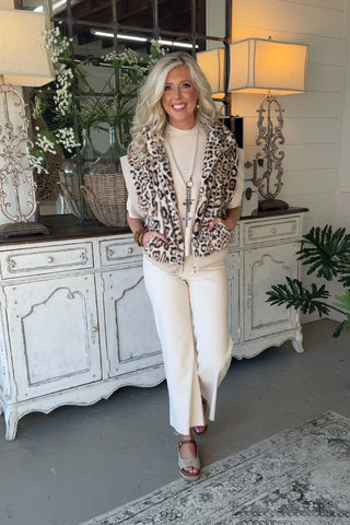 Buffalo Vest Leopard Ivory Vest Jacket Wona Trading
