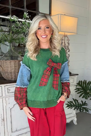 Bow Season Top Green Shirts & Tops Sage+Fig