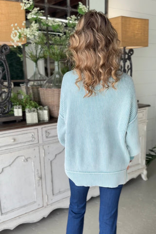 Chelsea Washed Teal sweater Zenana