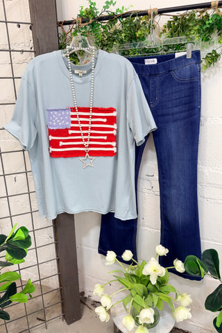 Old Glory Dusty Blue by Easel Shirts & Tops Easel