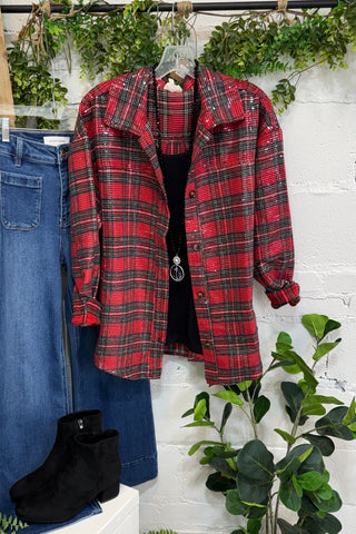 Shining Holiday Jacket Red by Bibi Shacket Bibi