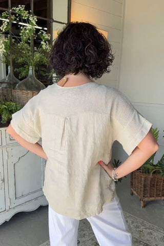 Starkiss Linen Top Ecru