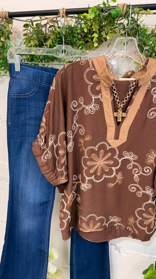 Saraland Top Brown by Umgee Shirts & Tops Umgee