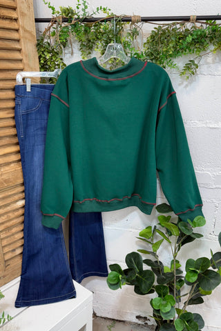 Merry Plaid Top Hunter Green Sweatshirt Main Strip