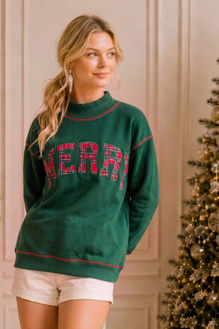Merry Plaid Top Hunter Green