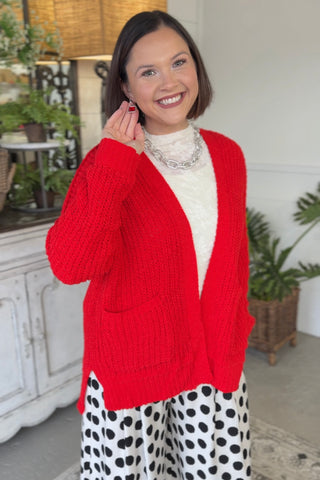 Judy Cardigan Cherry Red
