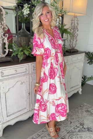 Springtime Long Dress Pink by Umgee RESTOCK Soon Dresses Umgee