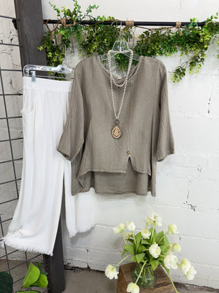 Aneesa Top Taupe Shirts & Tops Sole Luna