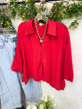 Fletcher Top Tomato by Umgee Shirts & Tops Umgee