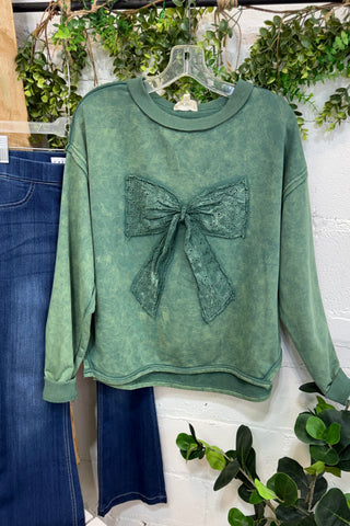 Neat Bow Green Shirts & Tops Sage & Fig