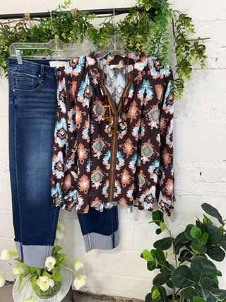 Kaylene Top Brown by Umgee Shirts & Tops Umgee