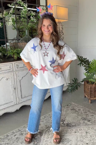 Star Bright Top White Shirts & Tops Peach Love