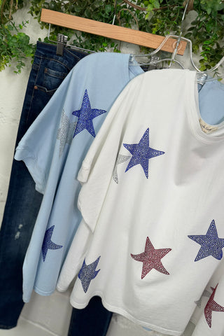Star Bright Top Baby Blue Shirts & Tops Peach Love