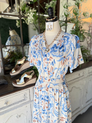 Ella Rose Maxi Dress Ivory/Blue Dresses Staccato