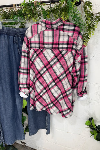 Raleigh Shacket Pink Mix Shacket Sage & Fig