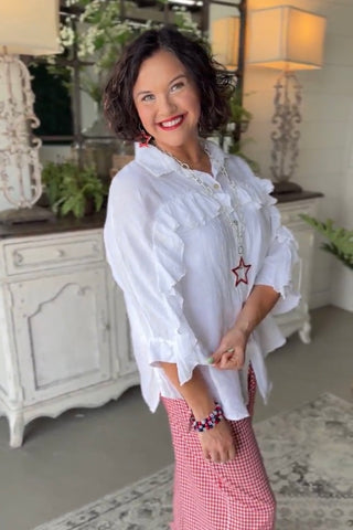 Linda Linen Top White