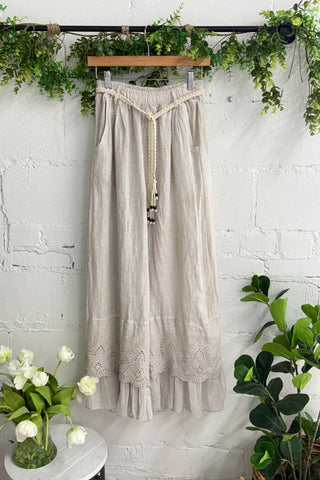 Sideshow Linen Pants Lt Taupe Pants Miss Carla