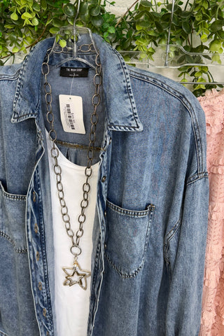 Go West Washed Chambray Shirts & Tops Blu Pepper