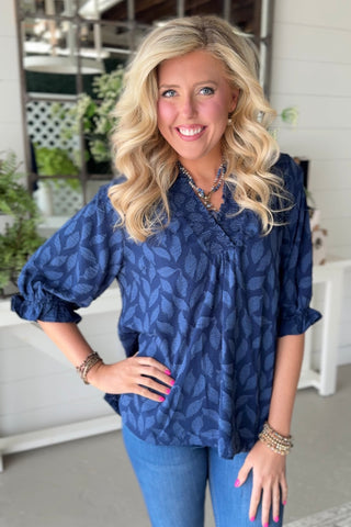 Seasons Change Navy by Umgee Shirts & Tops Umgee