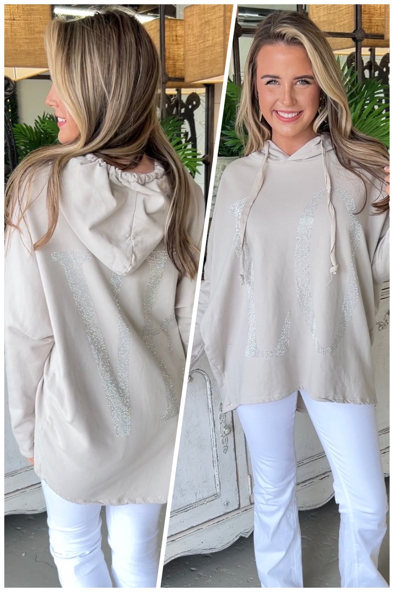 Love Hoodie  Oz One Size Light Taupe 