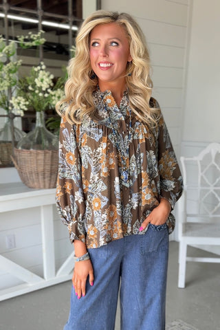 Kirsten Mocha Bloom by Easel Shirts & Tops eesome