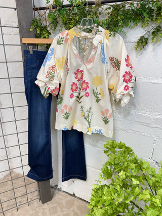 Maci Top Cream Floral by Umgee Shirts & Tops Umgee