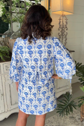 Bellamy Dress White/Blue by Entro Dresses Entro