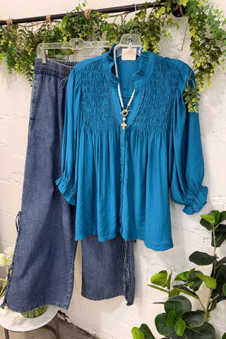 Wagner Top Teal by Umgee Shirts & Tops Umgee
