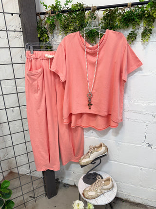 Settle Down Pant Set Coral Top & Pant Set Davi & Dani