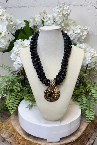 Bria Necklace Black/Gold Necklaces Wona Trading