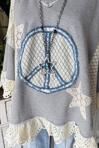 Peace of Mind Top Lt Grey Shirts & Tops Blue Velvet