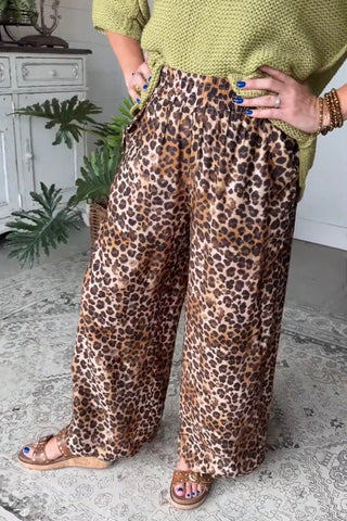 Cheetah Girl Pants Latte by Umgee Pants Umgee