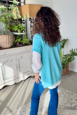 Side Stitch Sweater Aqua sweater Miss Carla