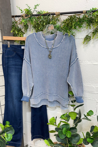 Chelsea Dusty Blue sweater Zenana