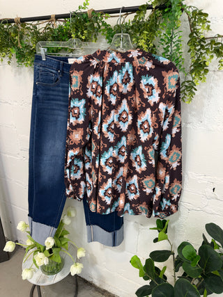 Kaylene Top Brown by Umgee Shirts & Tops Umgee