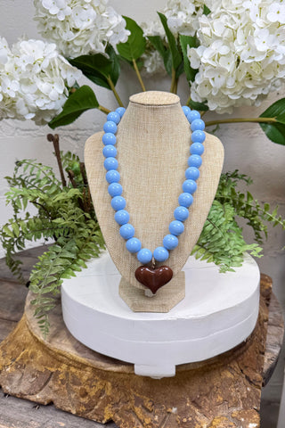 Hearty Necklace Lt Blue