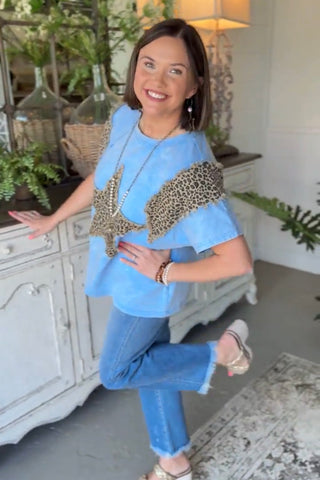 Star of the Jungle Top Sky Blue Shirts & Tops Sage+Fig