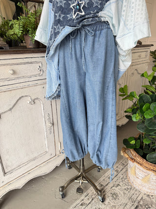 Carter Gauchos Washed Denim by Easel Pants Easel