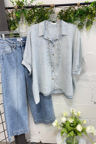 Downtown Top Powder Blue