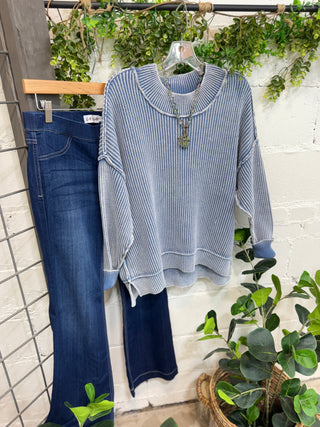 Chelsea Dusty Blue sweater Zenana
