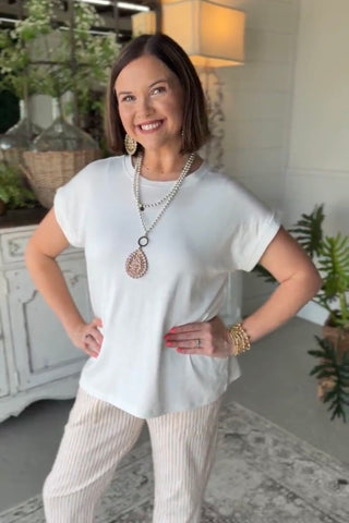 So Simple Top White Shirts & Tops Zenana