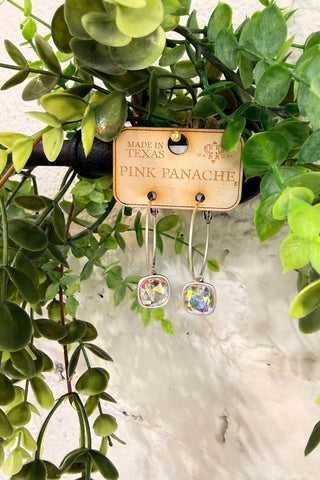 Carrie Earrings Brushed Silver/AB by Pink Panache
