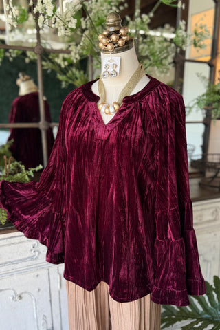 Flutter Top Burgundy by Umgee Shirts & Tops Umgee