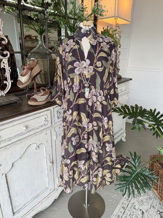Sharon Long Dress Brown by Umgee Dresses Umgee
